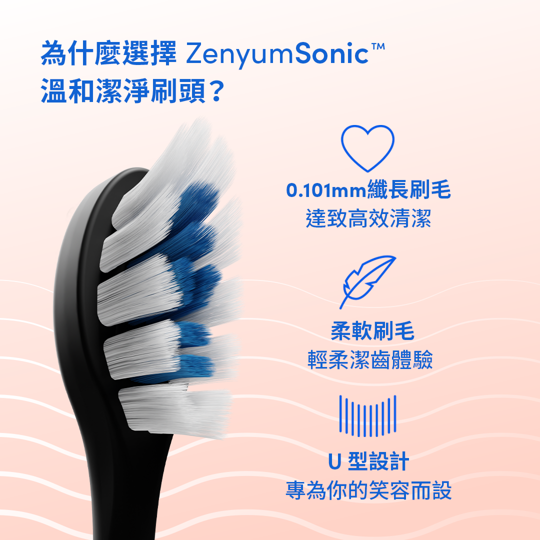ZenyumSonic™ 溫和潔淨刷頭 4件裝